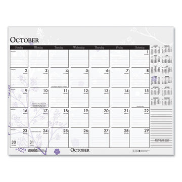 House of Doolittle™ Recycled Desk Pad Calendar, Wild Flowers Artwork, 18.5 X 13, White Sheets, Black Binding-corners,12-month (jan-dec): 2022 freeshipping - TVN Wholesale